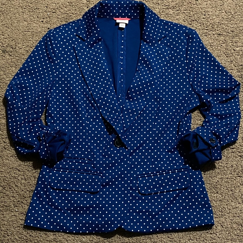 Blue and White Polka Dot Blazer
